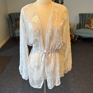 Sheer White Embroidered Beach Cover Up